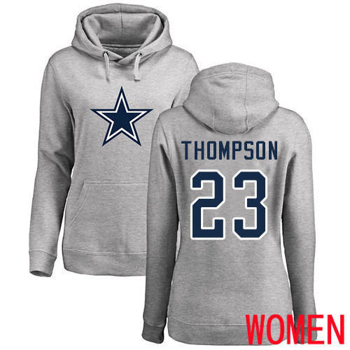 Women Dallas Cowboys Ash Darian Thompson Name and Number Logo #23 Pullover NFL Hoodie Sweatshirts